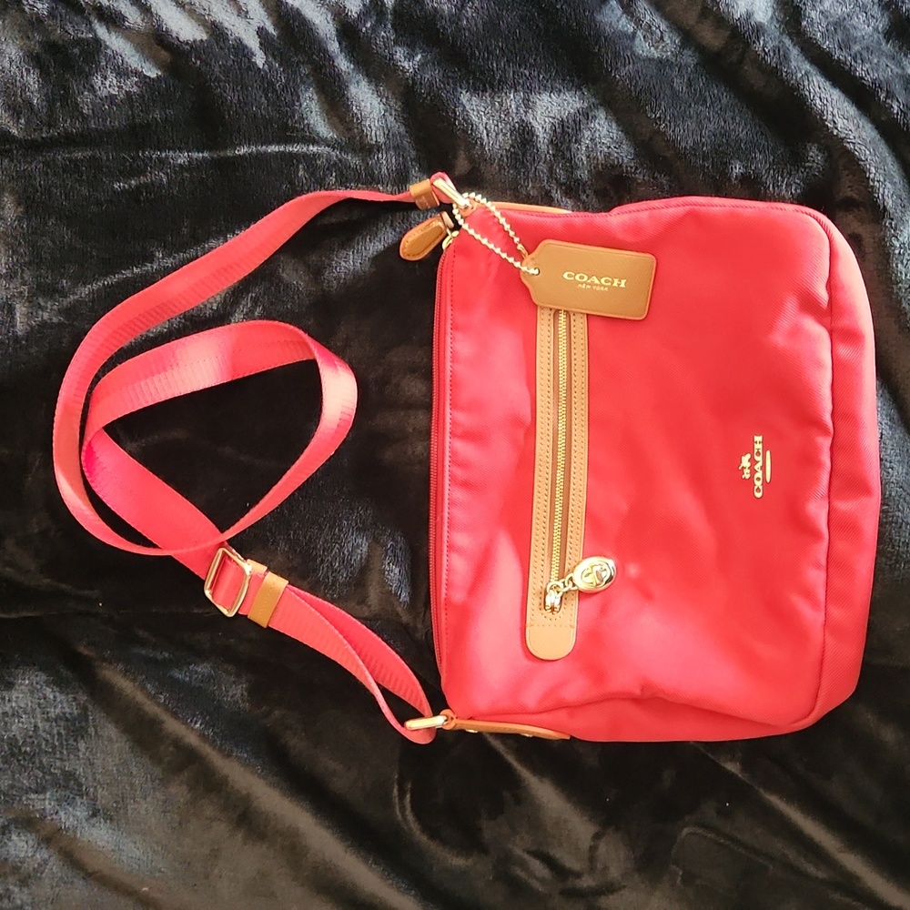 Coach Utility Crossbody Bag, Black with brown leather accents